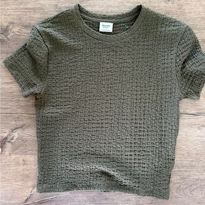 Abercrombie & Fitch Olive Green Waffle Short Sleeve Tee